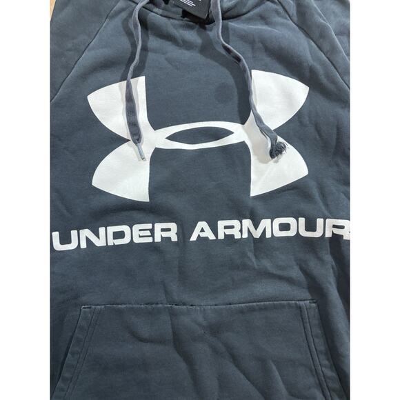 Under Armour Big Logo Hoodie Men’s Small Black Pullover Fleece Sweatshirt - Picture 2 of 6